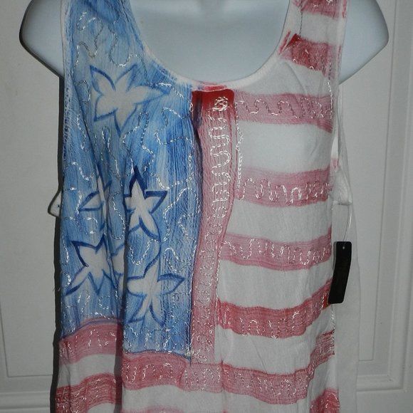NEW Ana & Rose Women's Stars & Stripes USA FLAG Printed Tank Top NWT! - Picture 4 of 14